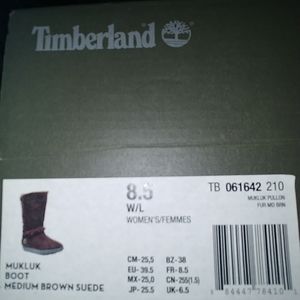 Timberland Mukluk dark brwn winter boot, size 8.5 Wide, medium brown suede